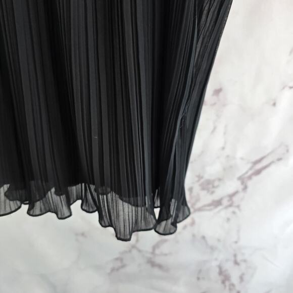 Alex Evenings Skirt Womens Medium Black Pleated Lettuce Hem Shift Ruffle - Picture 4 of 9